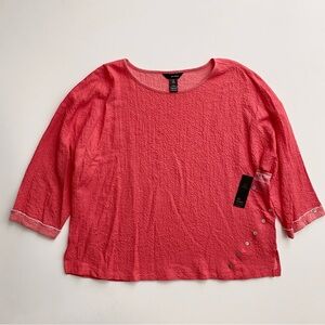 Ali Miles Coral Pink Textured Tunic Top